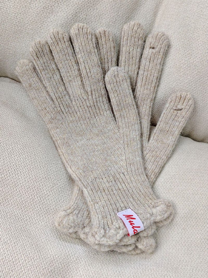 Gerippte Strickhandschuhe Einfarbige Herbst-winter-handschuhe Für Damen - Beige