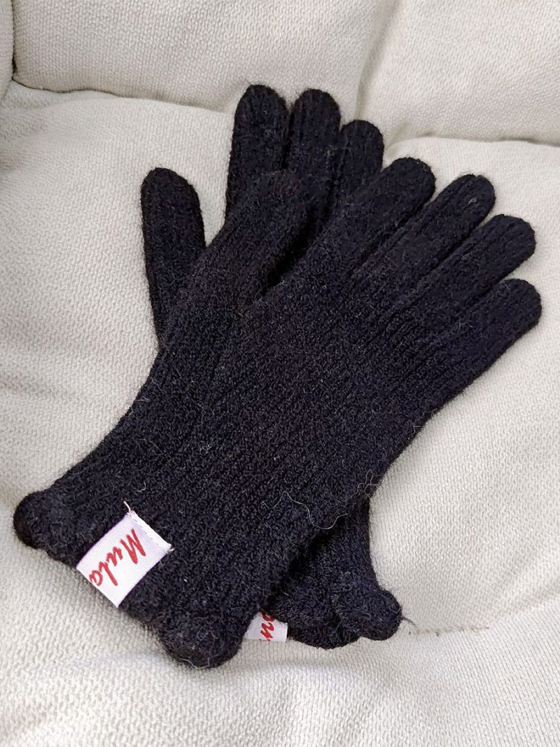 Gerippte Strickhandschuhe Einfarbige Herbst-winter-handschuhe Für Damen - Schwarz