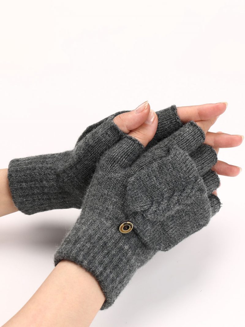 Handschuhe Für Damen Knöpfe Fingerlos Den Winter Gestrickt Warme