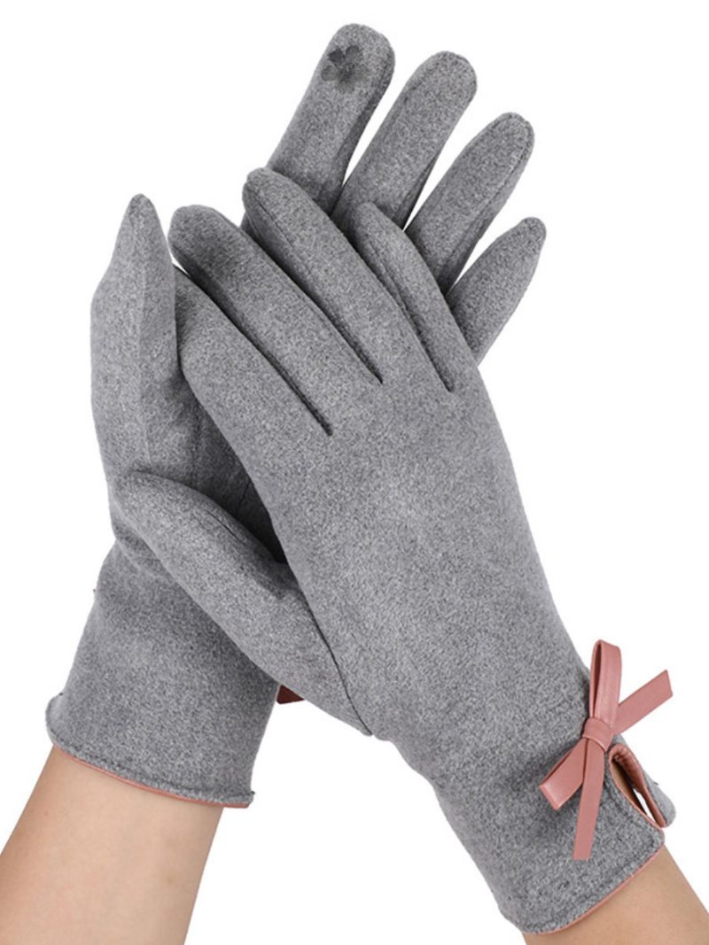 Handschuhe Für Damen Schleifen Hellgraue