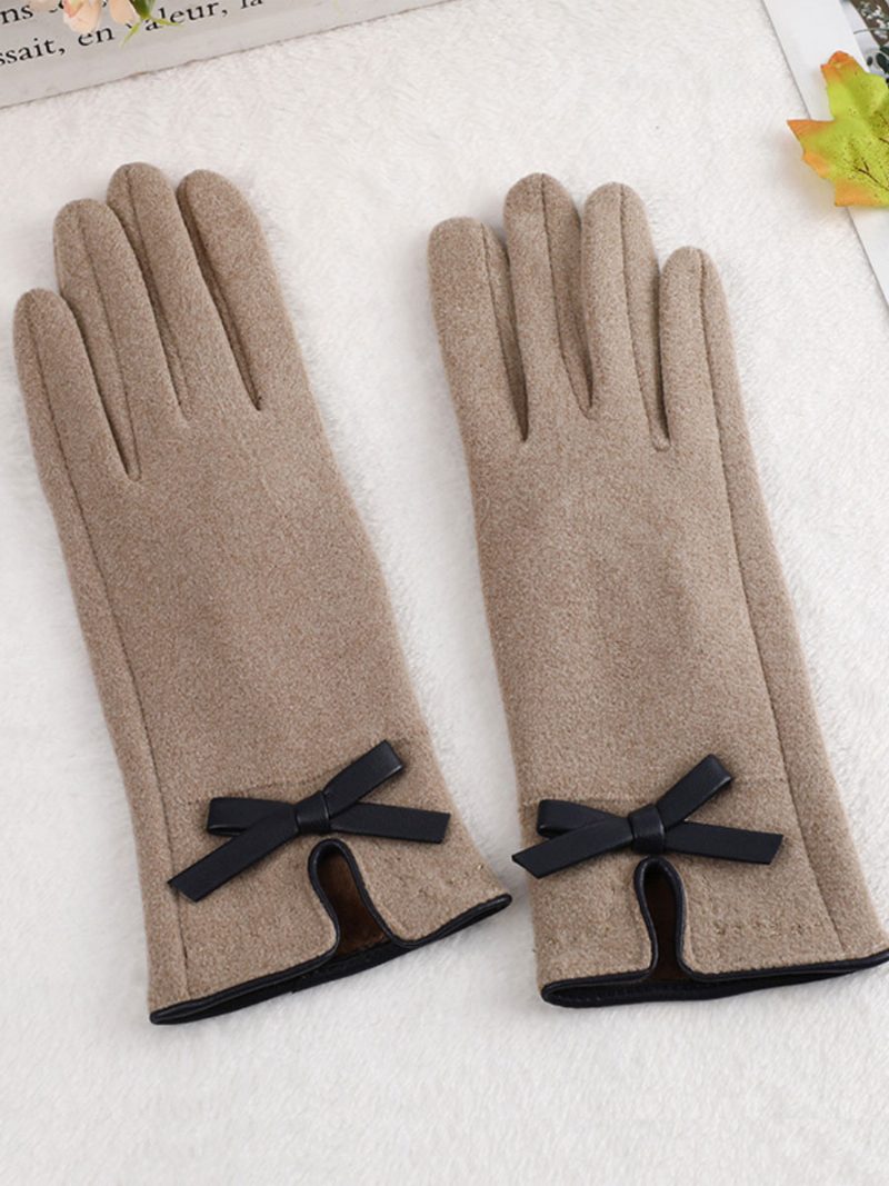 Handschuhe Für Damen Schleifen Hellgraue - Khaki