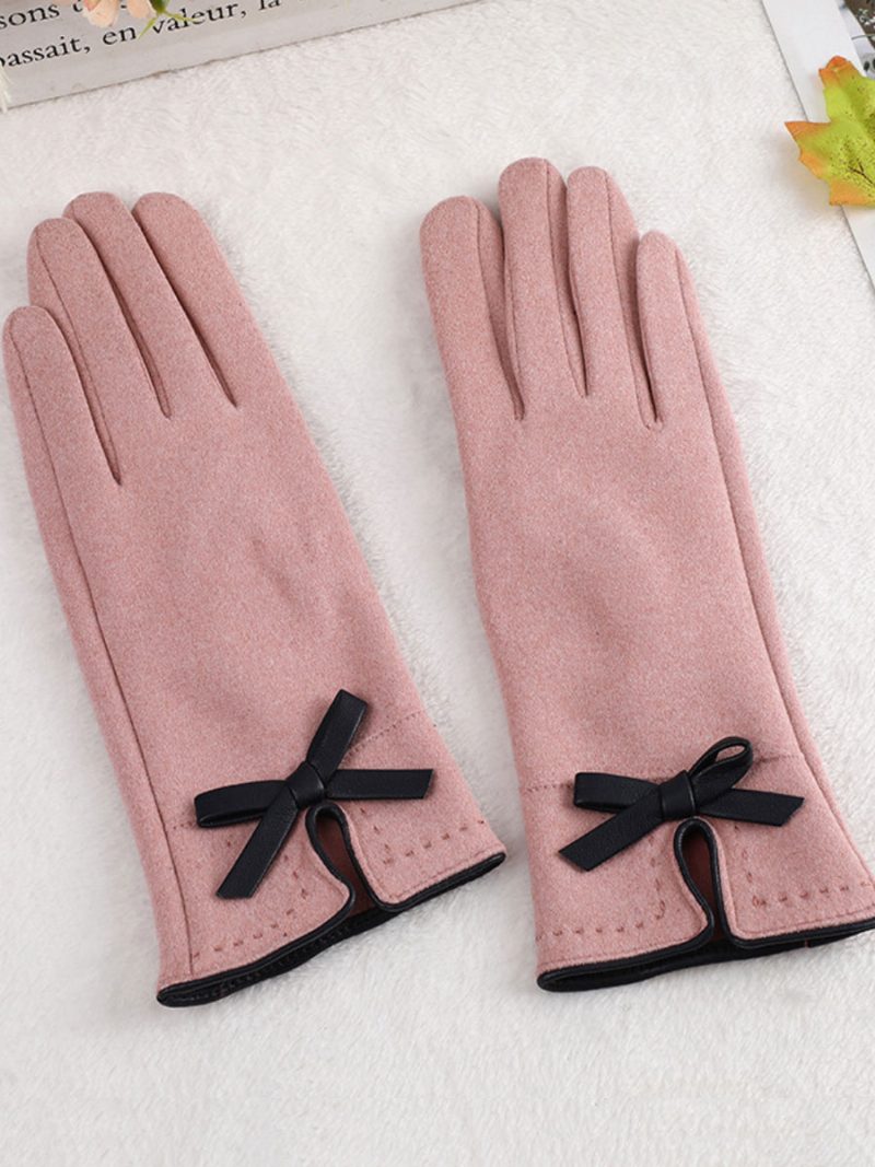 Handschuhe Für Damen Schleifen Hellgraue - Rosa