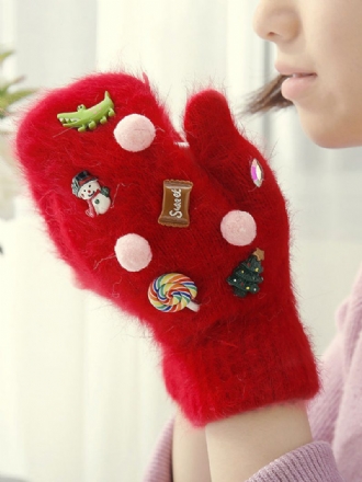 Handschuhe Für Frauen Weihnachtsmuster Weihnachtsgeschenk Heimkleidung Winter Warm Niedlich Acc