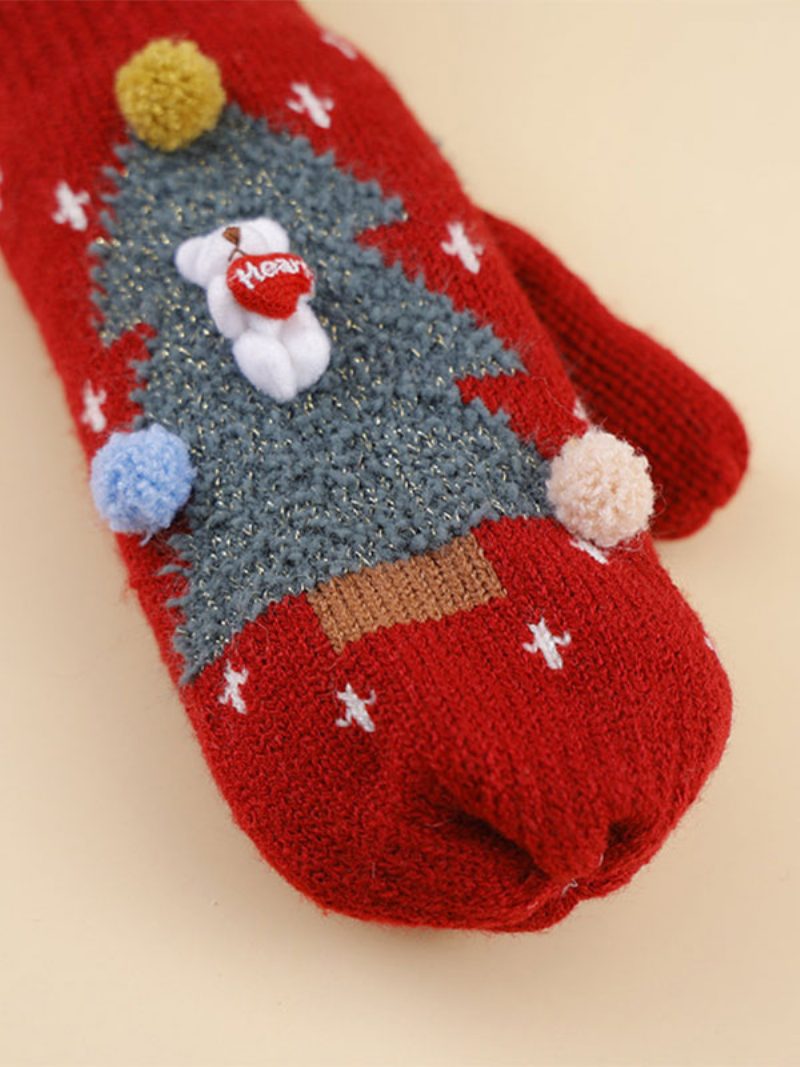 Handschuhe Für Frauen Weihnachtsmuster Weihnachtsgeschenk Heimkleidung Winter Warm Niedlich Acc