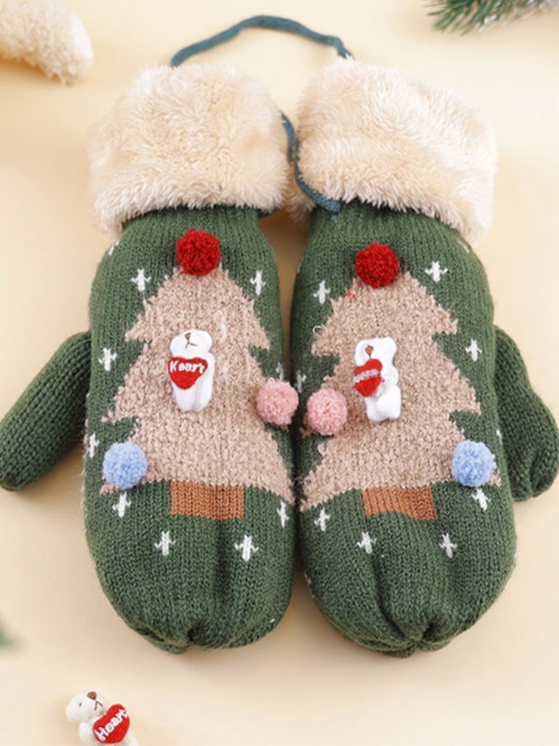 Handschuhe Für Frauen Weihnachtsmuster Weihnachtsgeschenk Heimkleidung Winter Warm Niedlich Acc - Grün