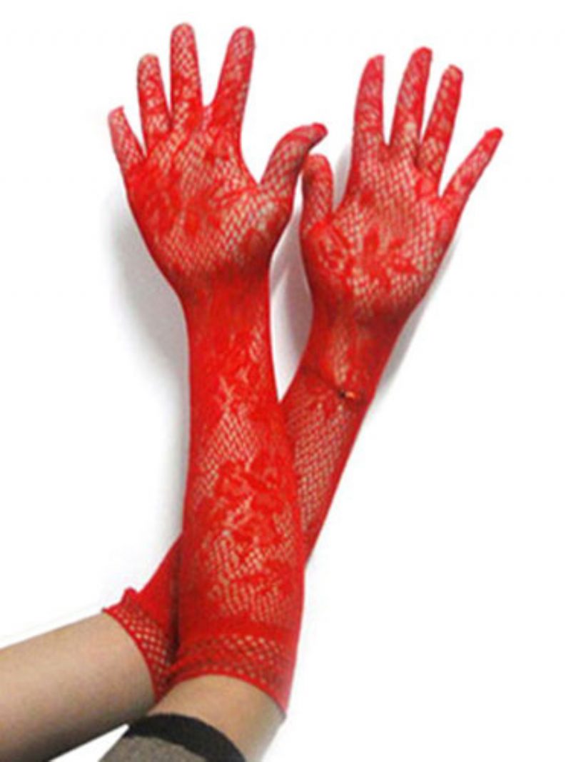 Karnevalsmädchen-handschuhe Rote Spitze Kurz Sexy Kostümzubehör Karneval