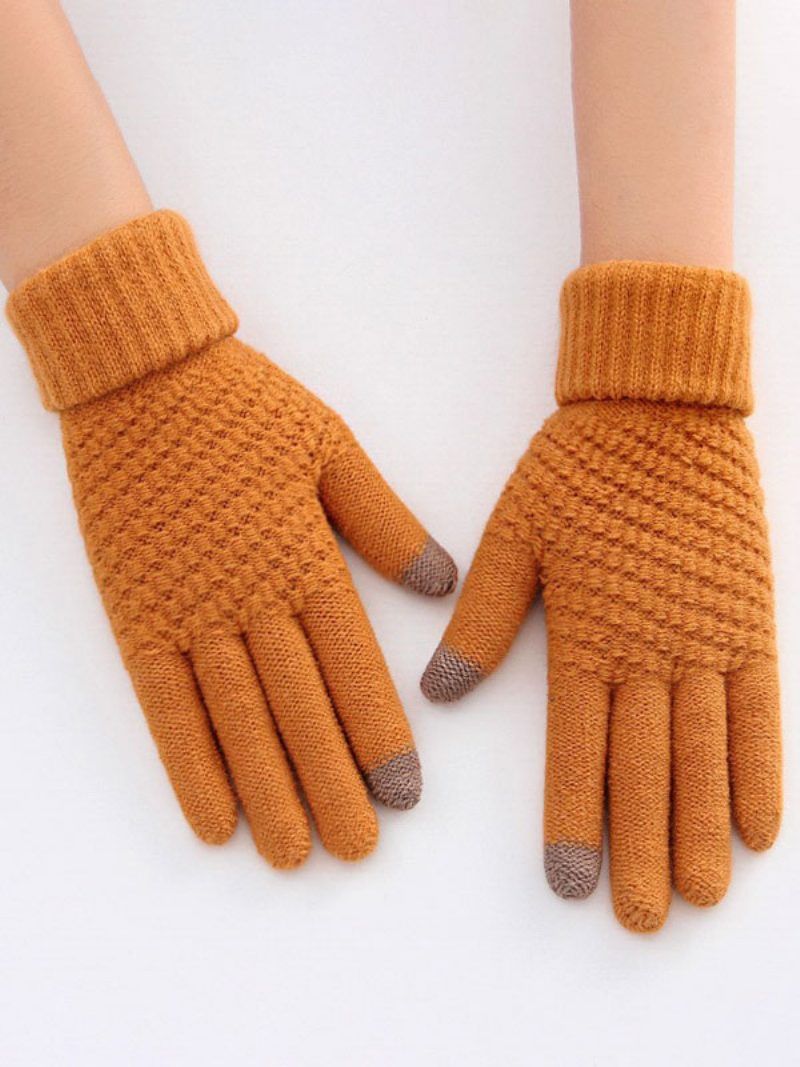 Kurze Warme Beheizte Winter-kurzhandschuhe Für Damen - Orange