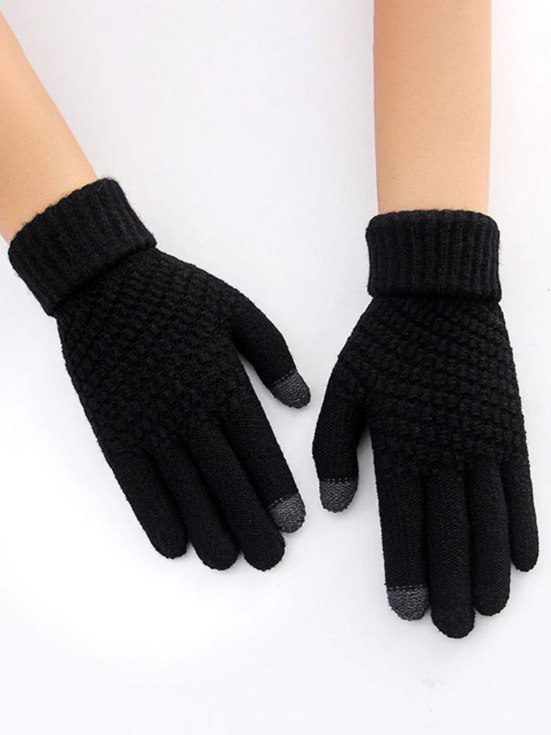 Kurze Warme Beheizte Winter-kurzhandschuhe Für Damen - Schwarz