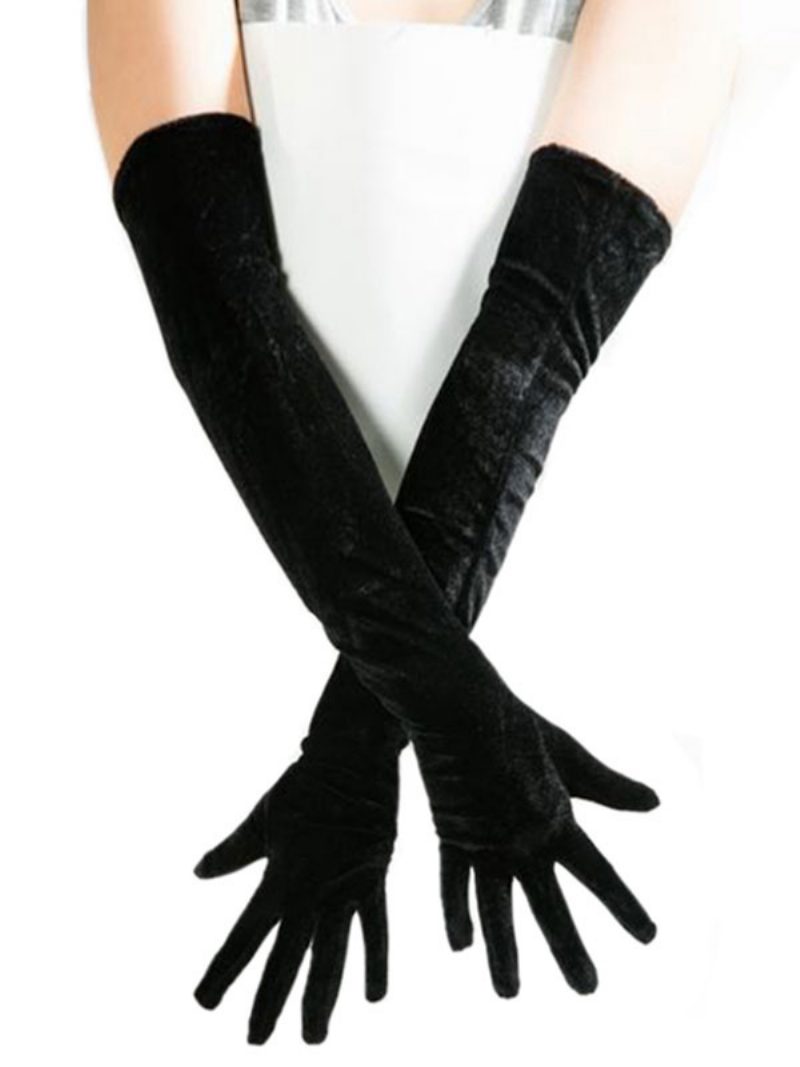 Lange Handschuhe Für Damen Velours Schwarze