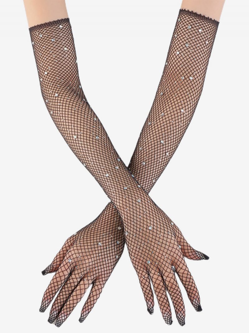 Strass Mesh Arm Ärmel Bling Fishnet Lange Handschuhe Für Frauen