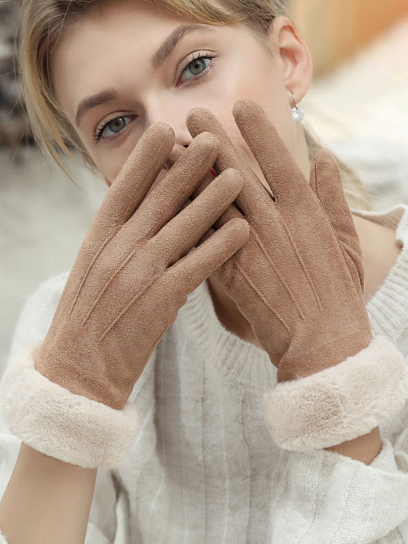 Warme Beheizte Winterhandschuhe Für Damen Aus Kunstfell