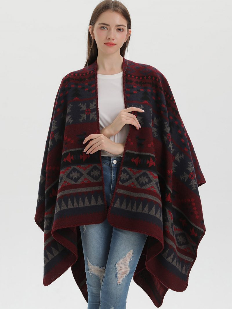 Böhmischer Damen-umhang Geometrisch Übergroß Herbst-winter-poncho