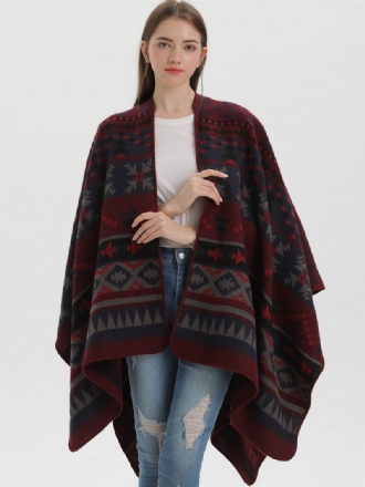 Böhmischer Damen-umhang Geometrisch Übergroß Herbst-winter-poncho