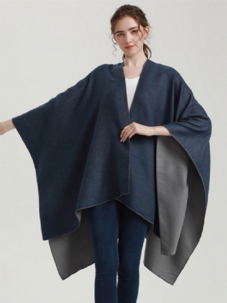 Damen-cape Farbblock Übergroß Täglich Lässig Herbst-winter-poncho