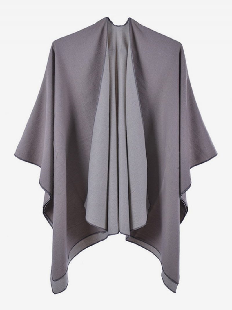 Damen-cape Farbblock Übergroß Täglich Lässig Herbst-winter-poncho - Hellgrau