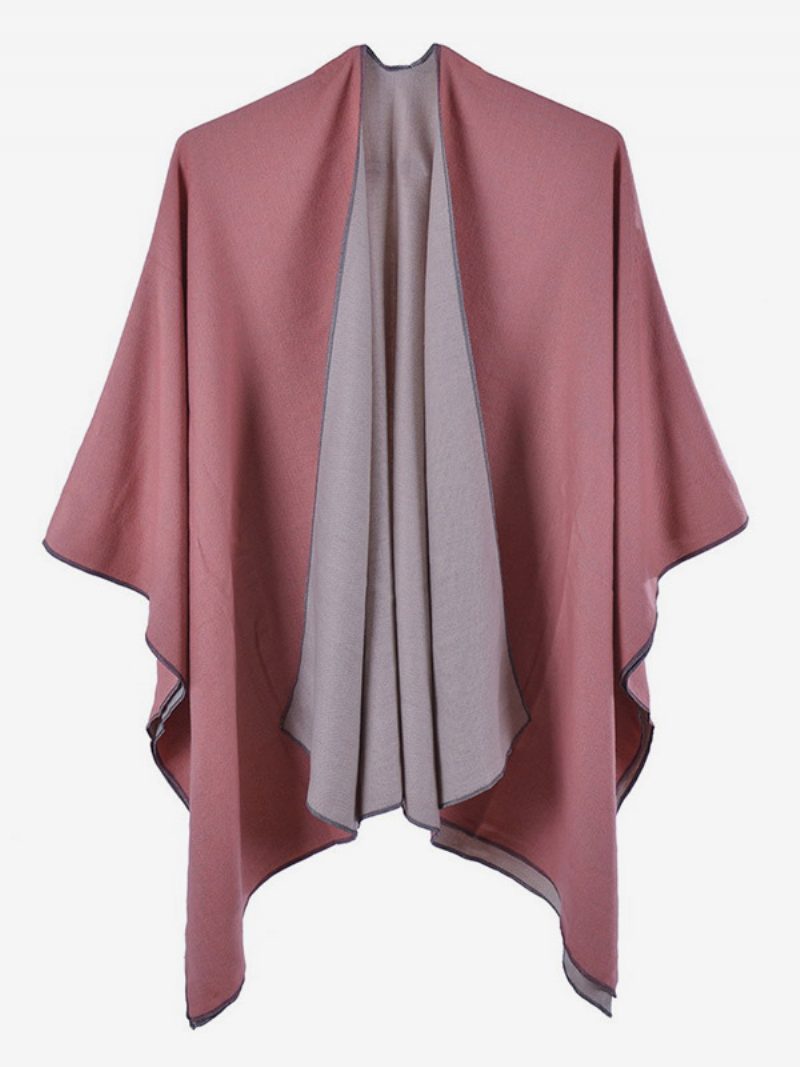 Damen-cape Farbblock Übergroß Täglich Lässig Herbst-winter-poncho - Rosa