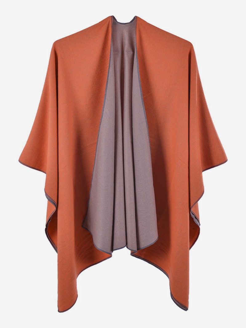 Damen-cape Farbblock Übergroß Täglich Lässig Herbst-winter-poncho - Orange