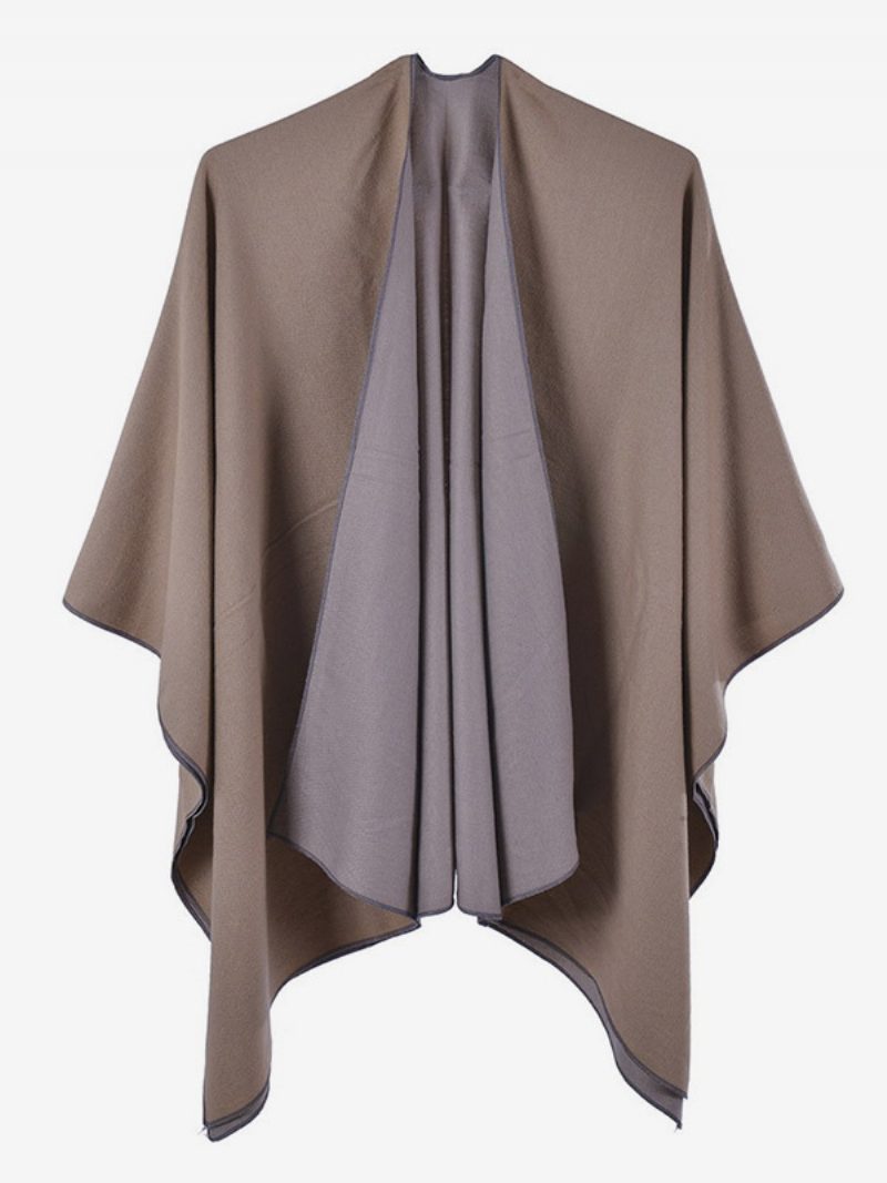 Damen-cape Farbblock Übergroß Täglich Lässig Herbst-winter-poncho - Khaki