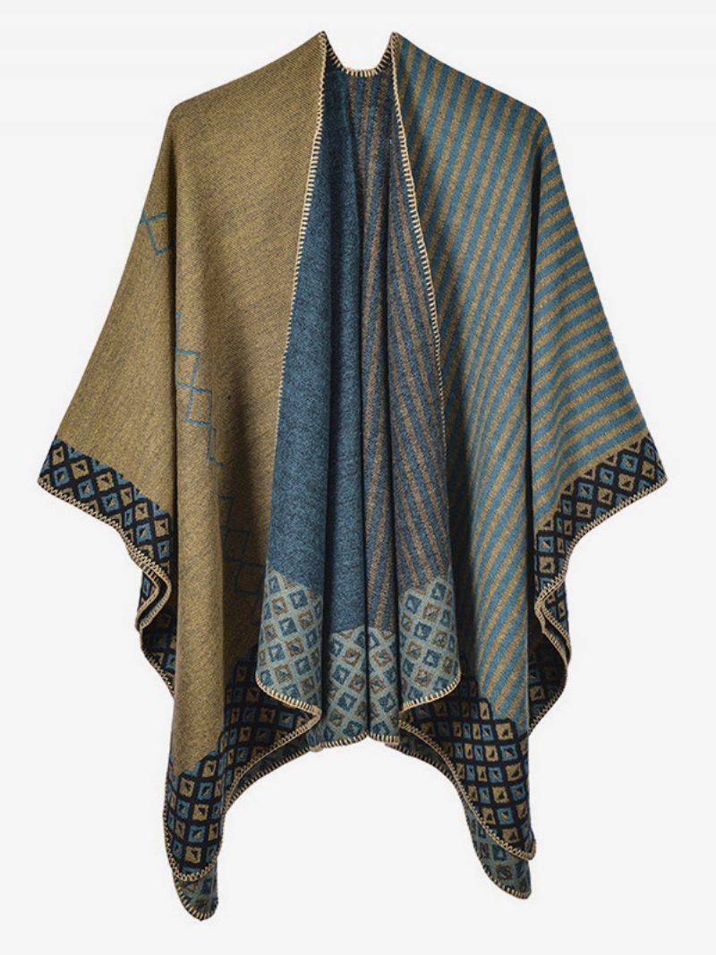 Damen Cape Geometrisch Farbblock Täglich Lässig Herbst Und Winter Poncho - Gelb