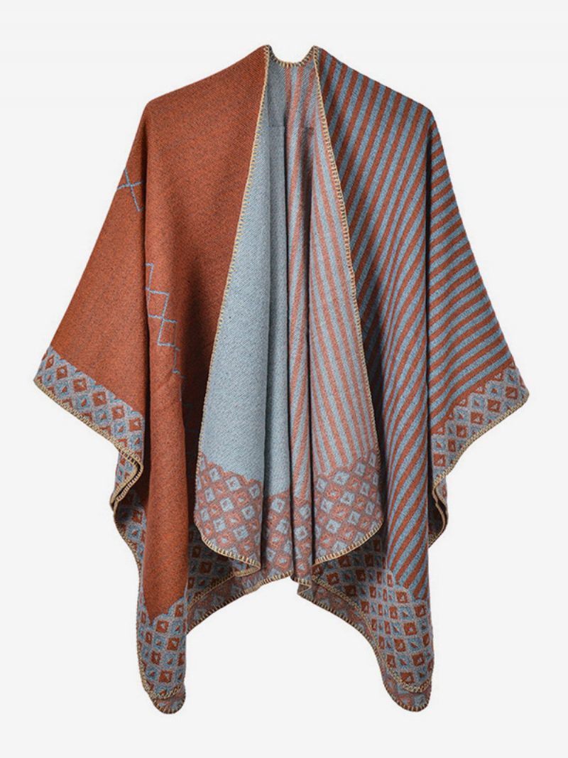 Damen Cape Geometrisch Farbblock Täglich Lässig Herbst Und Winter Poncho - Orange