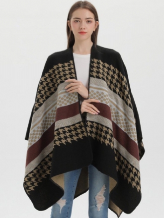 Damen Cape Plaid Color Block Daily Casual Herbst Winter Poncho