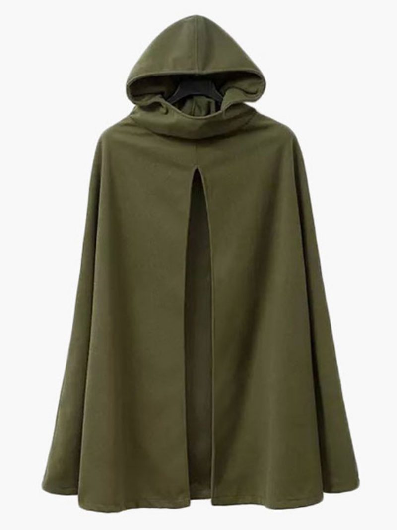 Damen Mantel Cape Hoodie Jacke Poncho - Jägergrün