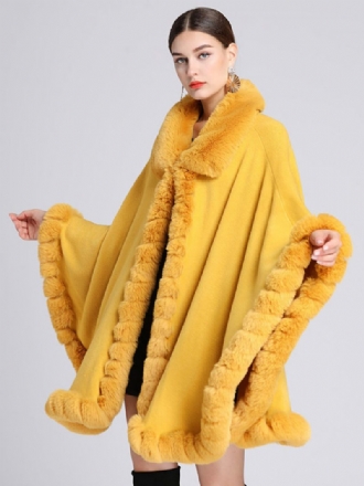 Damen Poncho Mantel Kunstpelz Cape Winter Oberbekleidung 2024