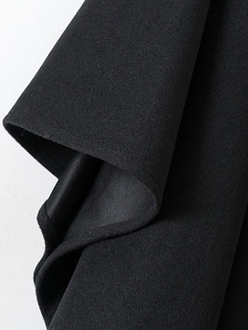 Damen-poncho Mit Kapuze Schwarzer Poncho Übergroßes Cape Quasten - Schwarz