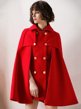 Damen Roter Poncho Übergroßer Cape Mantel Winter Oberbekleidung 2024