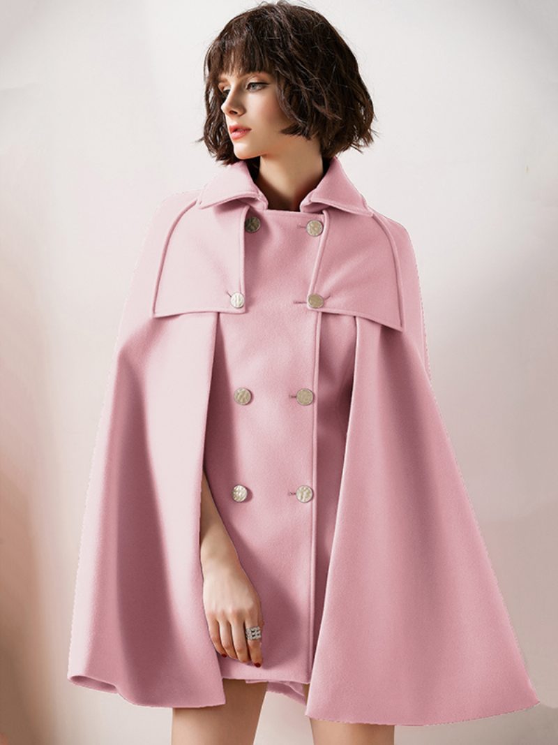 Damen Roter Poncho Übergroßer Cape Mantel Winter Oberbekleidung 2024 - Rosa