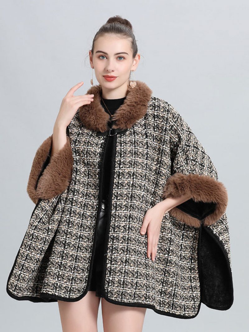 Frauen Poncho Mantel Plaid Cape Frühling Oberbekleidung 2024