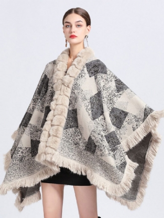 Mantel Cape Kunstpelz Wraps Schal Frühling Poncho Für Frauen