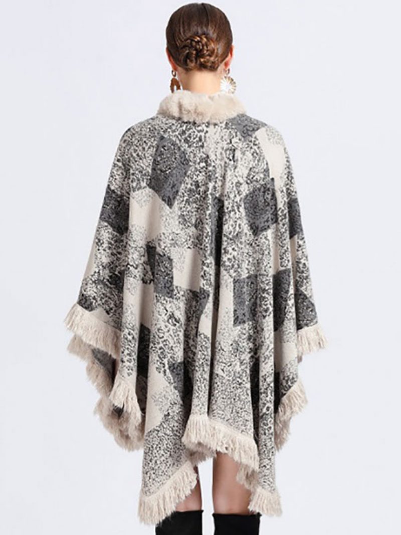 Mantel Cape Kunstpelz Wraps Schal Frühling Poncho Für Frauen - Beige