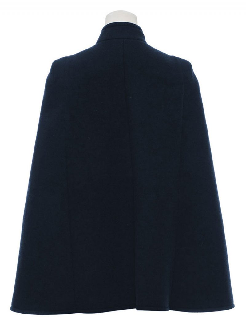 Militärischer Mantel Mit Zweireihigen Knöpfen Cape-poncho Für Damen - Dunkles Marineblau