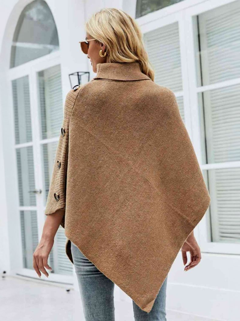 Poncho Für Damen Hoher Kragen Cape Frühlingsoberbekleidung - Tiefes Hellgelb