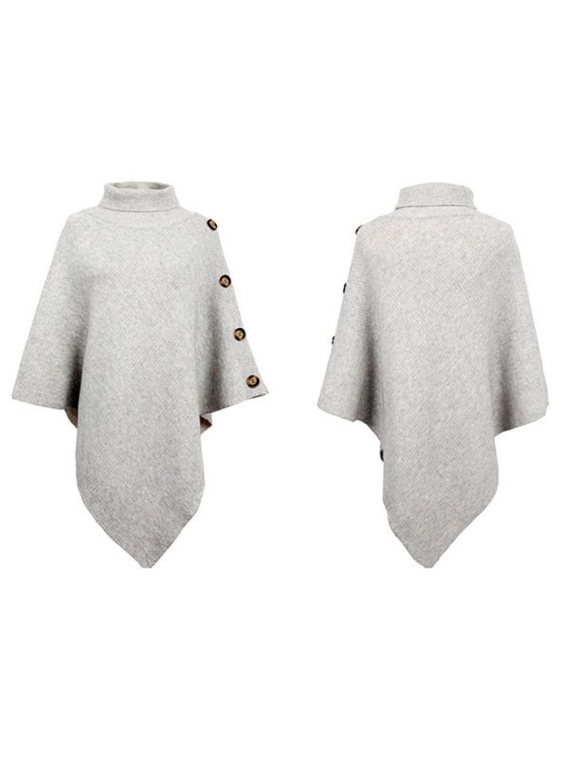 Poncho Für Damen Hoher Kragen Cape Frühlingsoberbekleidung - Grau