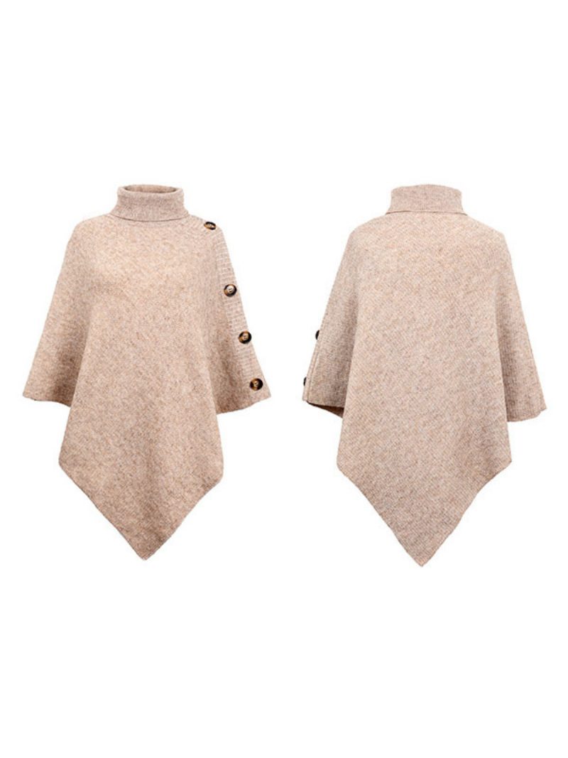 Poncho Für Damen Hoher Kragen Cape Frühlingsoberbekleidung - Khaki