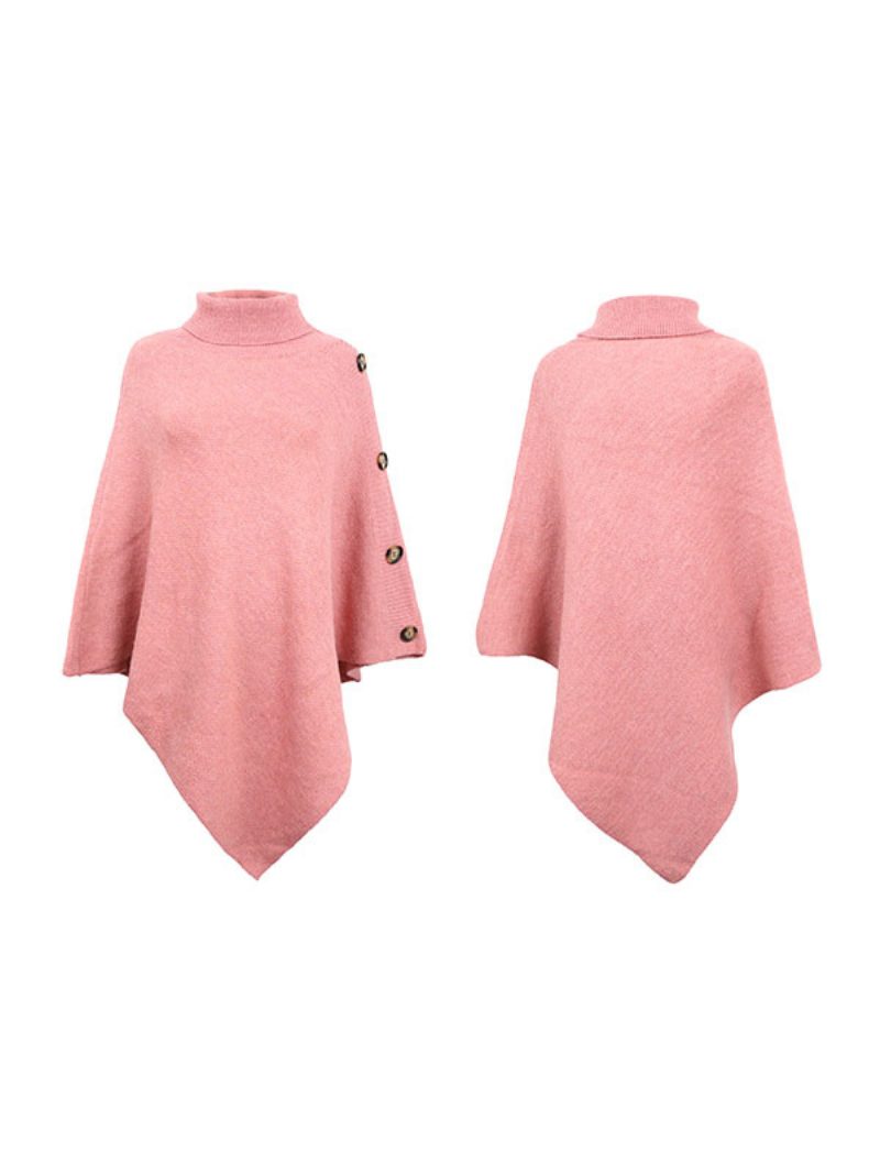 Poncho Für Damen Hoher Kragen Cape Frühlingsoberbekleidung - Rosa