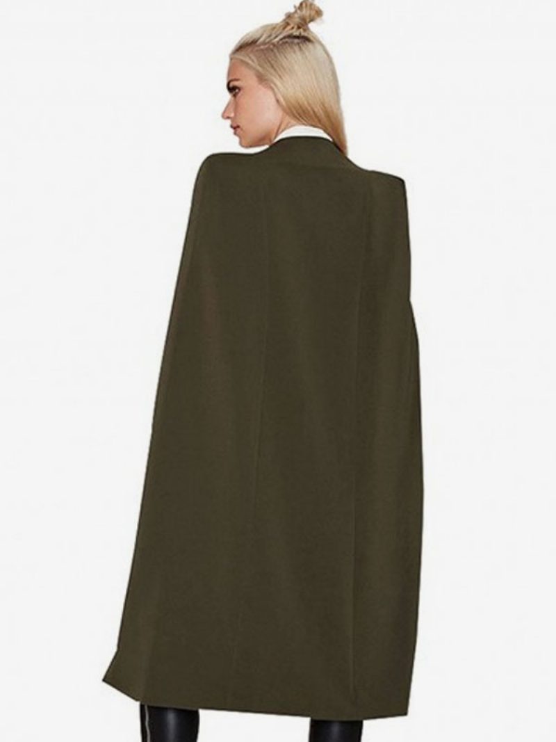 Poncho Für Damen V-ausschnitt Fledermausflügel-stretch-cape Mit Geteilter Vorderseite - Jägergrün