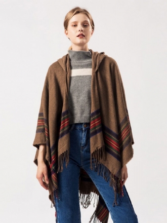 Schal Wrap Bohemian Kapuzen Fransen Poncho Cardigan Cape Für Frauen