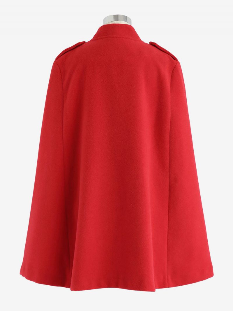 Schwarzer Poncho-mantel Zweireihig Cape Frühlings-oberbekleidung Für Damen - Rot