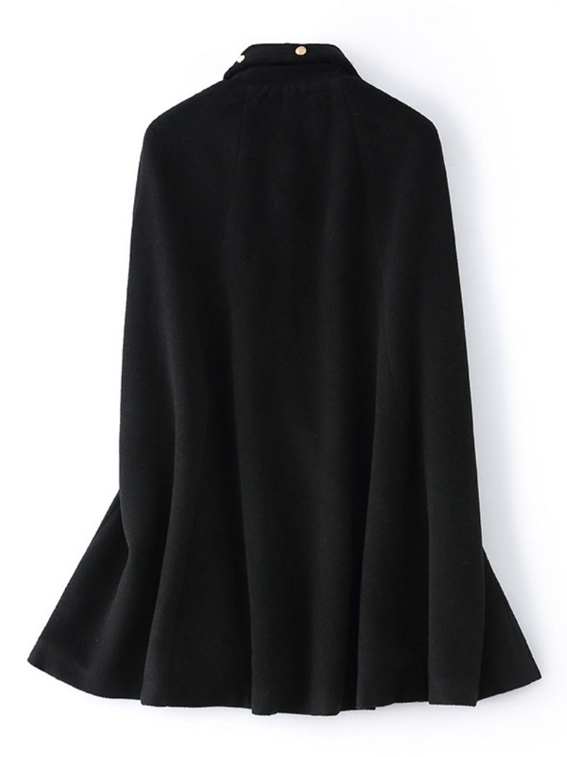 Woll-poncho-mantel Langes Cape Frühlings-oberbekleidung Für Damen 2024 - Schwarz