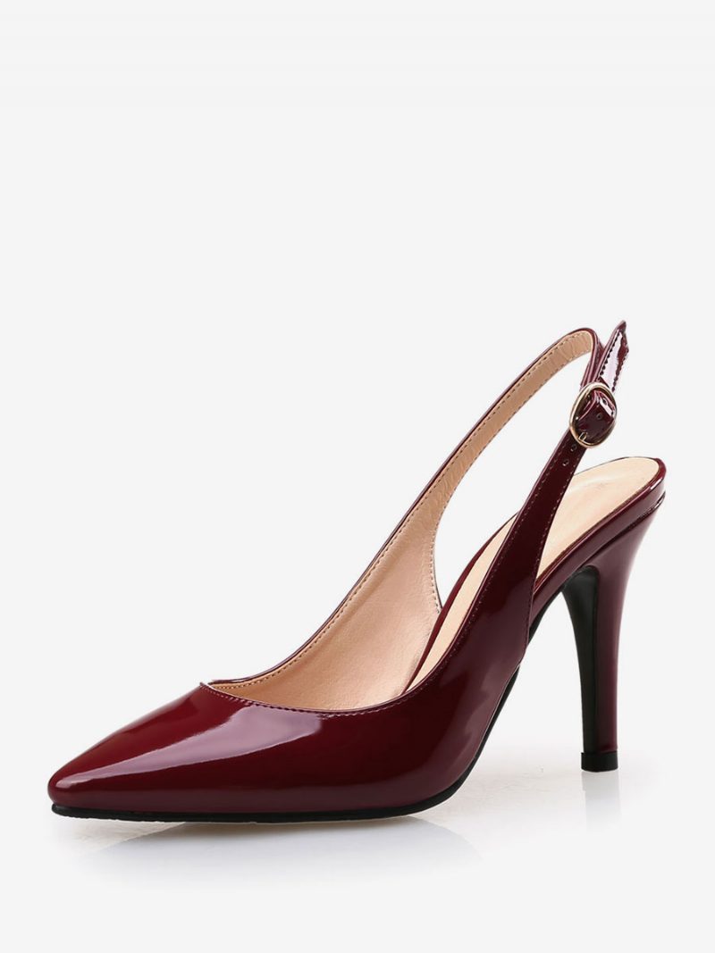 Burgunderrote Slingback-pumps Für Damen Aus Lackleder Mit Stiletto-absatz