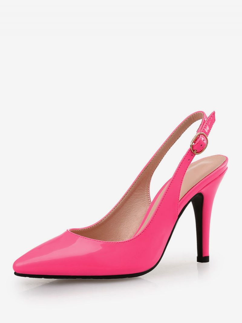 Burgunderrote Slingback-pumps Für Damen Aus Lackleder Mit Stiletto-absatz - Fuchsia