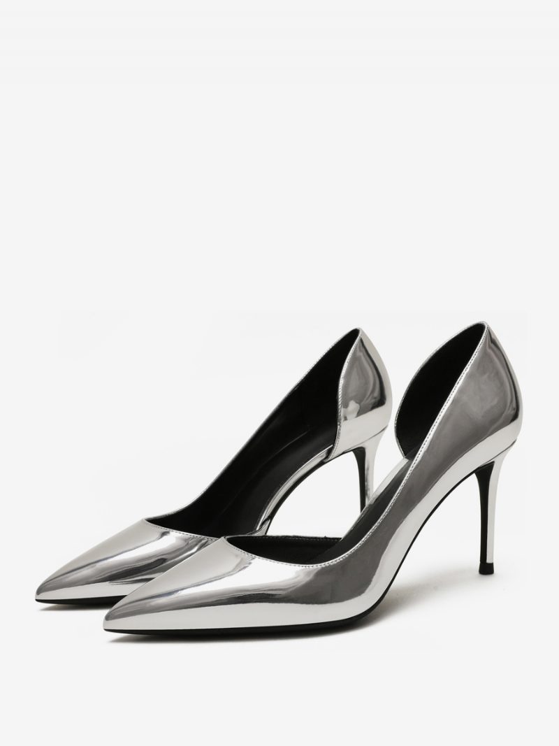 Damen-abendschuhe Spitze Zehen-pumps Mit Stiletto-absatz - Silber