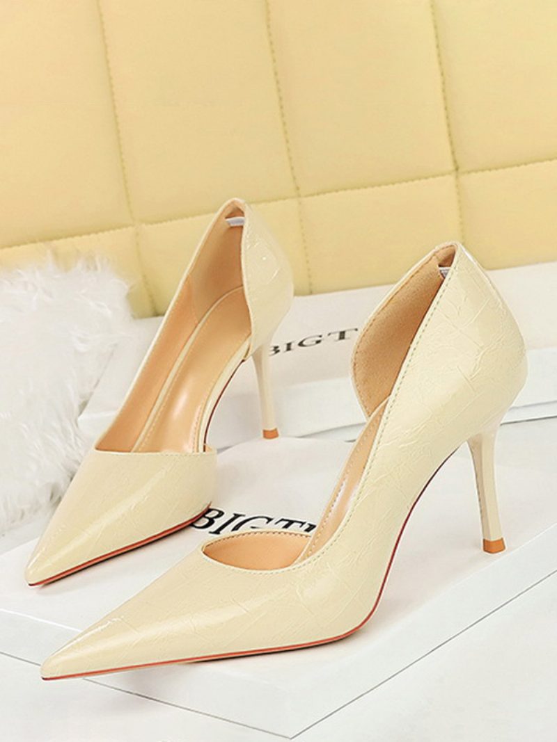 Damen-absätze Schicke Pumps Spitzer Zehenbereich Stiletto-absatz Lack-pu-obermaterial - Beige