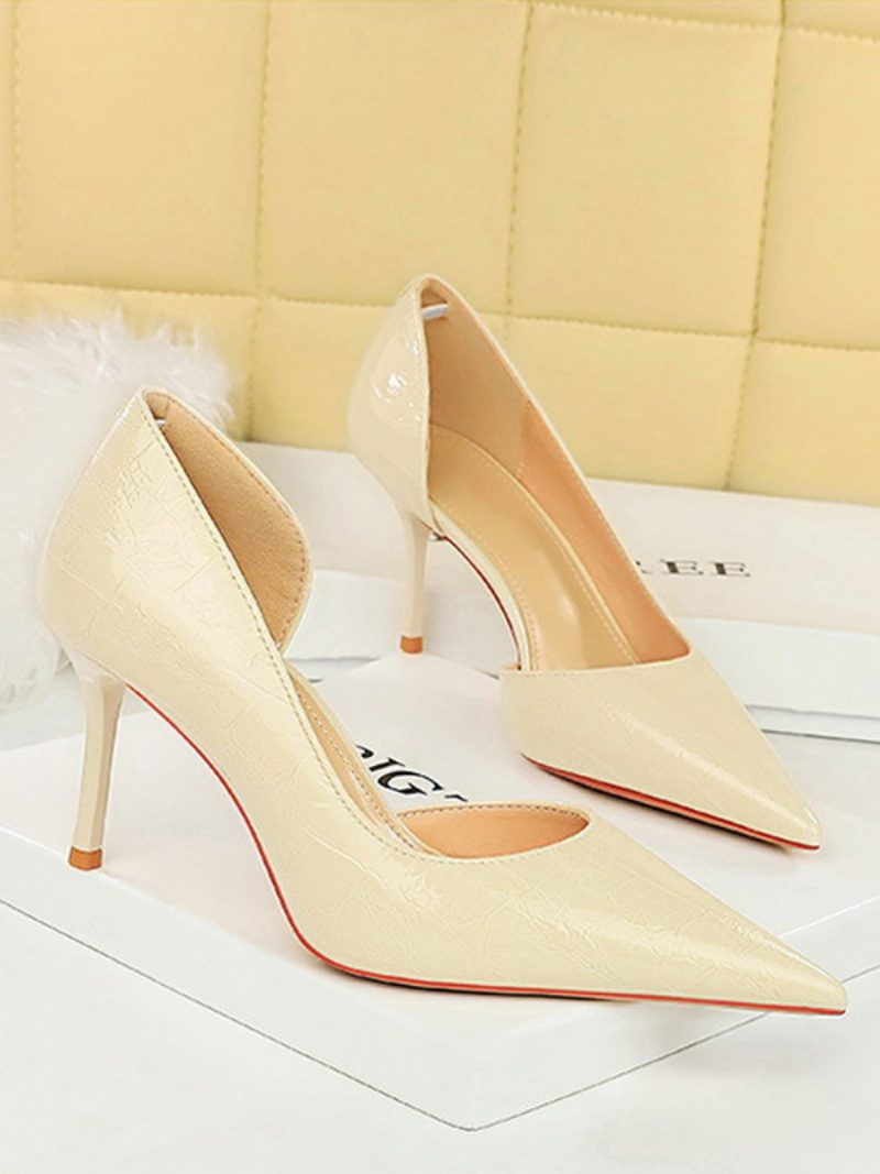 Damen-absätze Schicke Pumps Spitzer Zehenbereich Stiletto-absatz Lack-pu-obermaterial - Beige