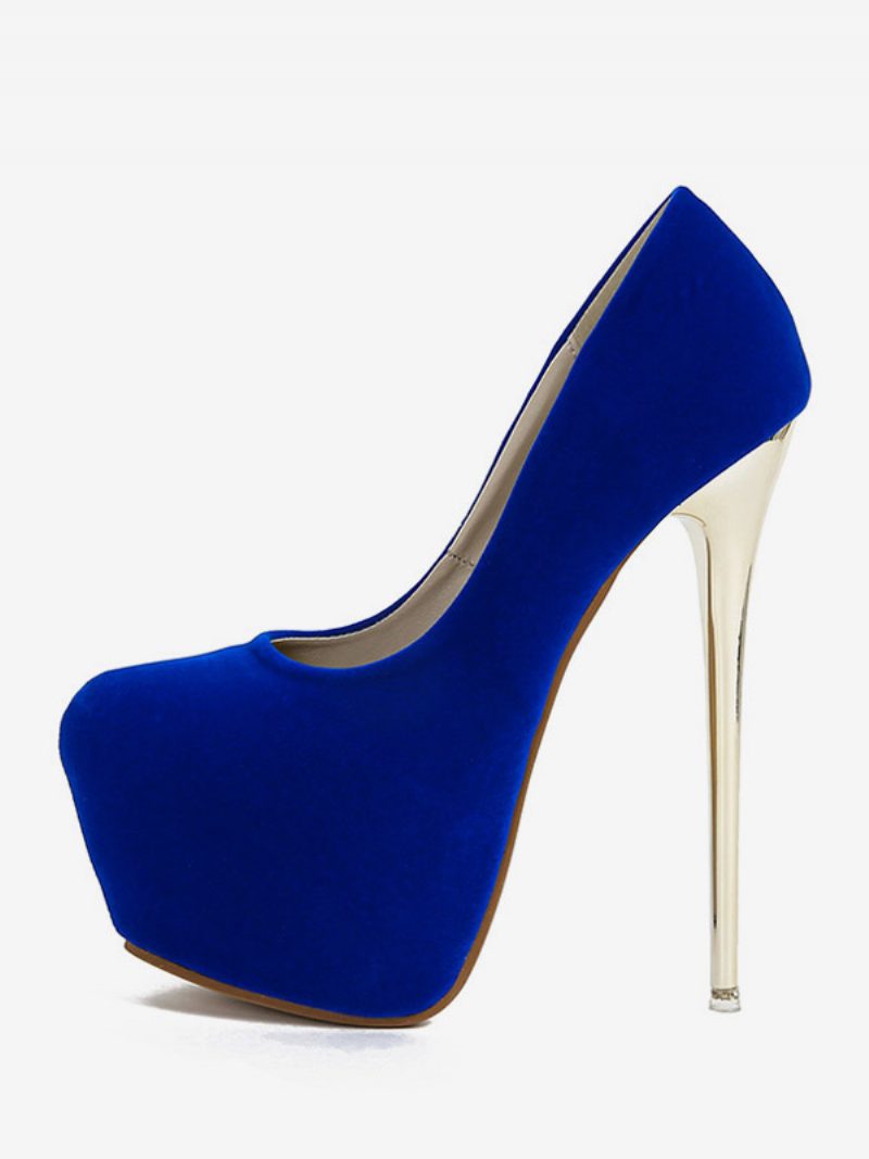 Damen-absätze Sexy Mandelzehen-pumps Stiletto-absatz Obermaterial Aus Mikro-wildleder - Blau