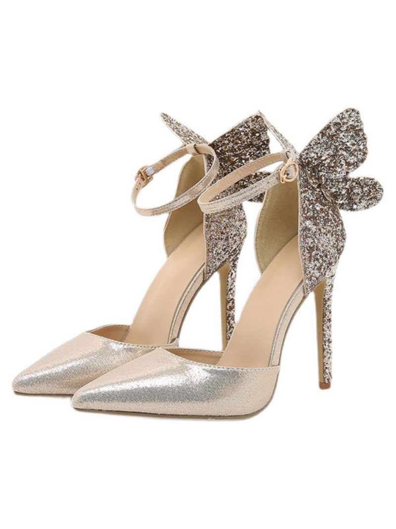 Damen-absatzschuhe Mit Glitzerndem Schmetterling Und Glitzer