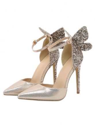 Damen-absatzschuhe Mit Glitzerndem Schmetterling Und Glitzer